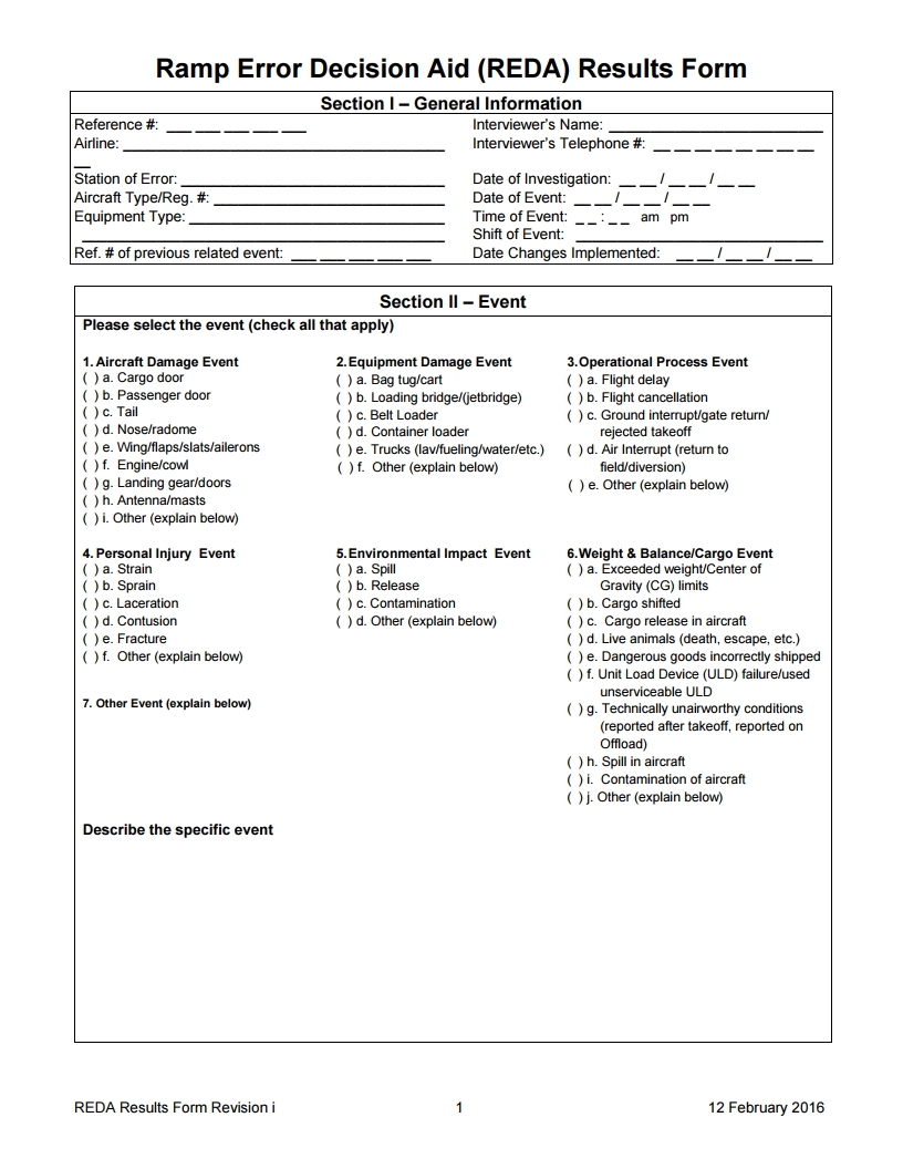 Ramp Error Decision Aid (REDA) | Ramp Accident Investigation ...